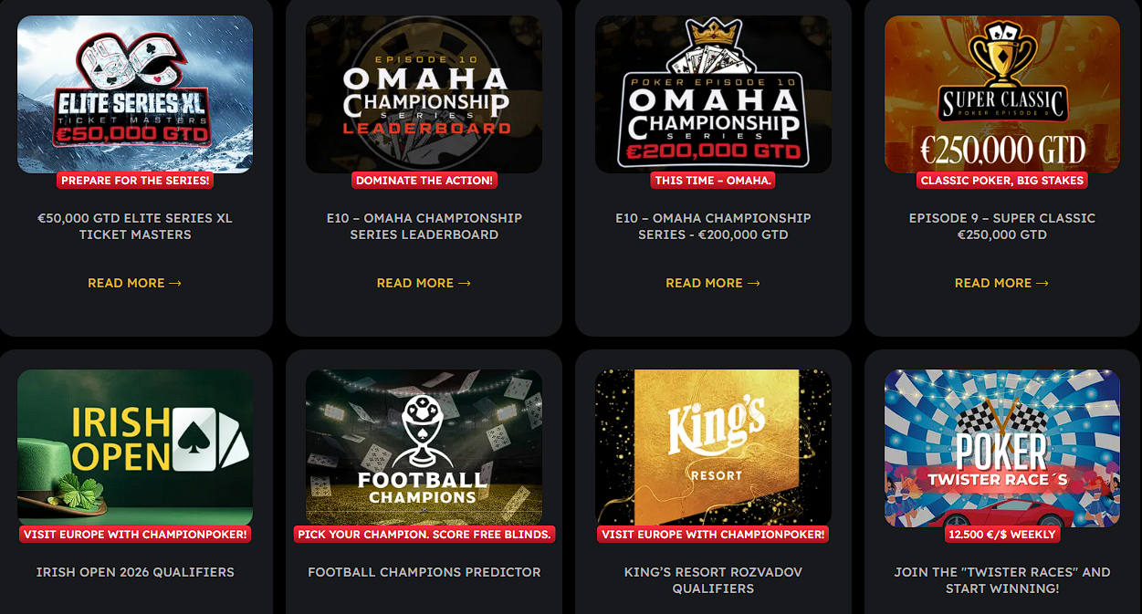 Champion Poker detailed promotions view