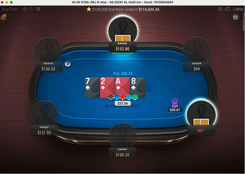 TigerGaming poker table interface