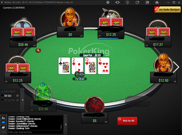 PokerKing poker table view and controls